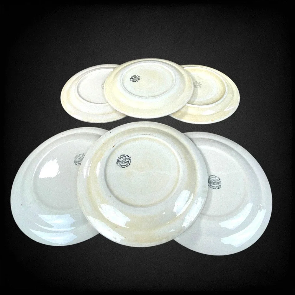 6 Vernonware Vernon Kilns Brown Eyed Susan Salad Plates Metlox 1940s 50s